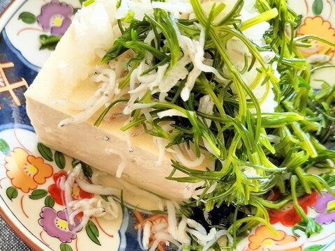 夏にぴったり♩辛味大根としらすのおかひじき豆腐♩